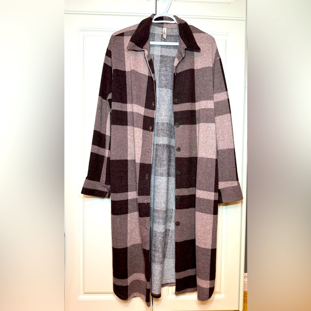 Emerald Pink Plaid Cardigan